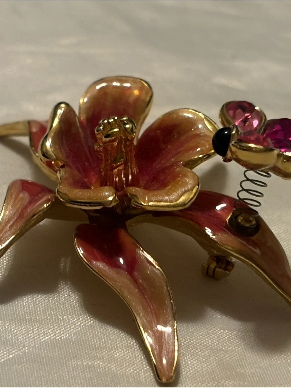 Bob Mackie Gold Plated Enamel Floral Brooch with Bee with Gems